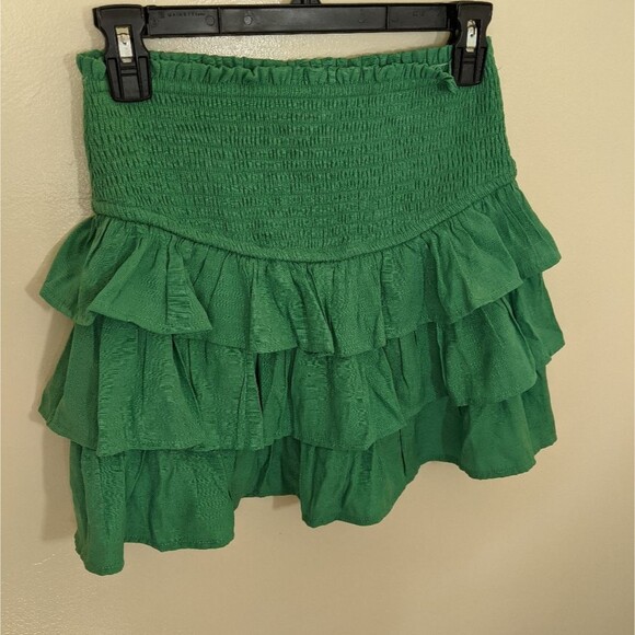 Idem Ditto Mini Skort Pull On Elastic Waist Tiered Ruffle Smocked Preppy Small - Picture 2 of 9